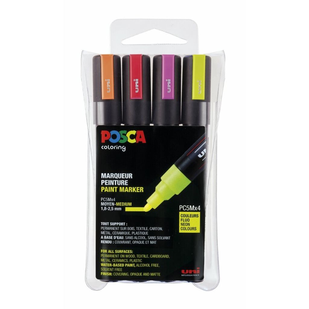 POSCA Marker UNI PC-5M 4er Set Neon Image du produit 