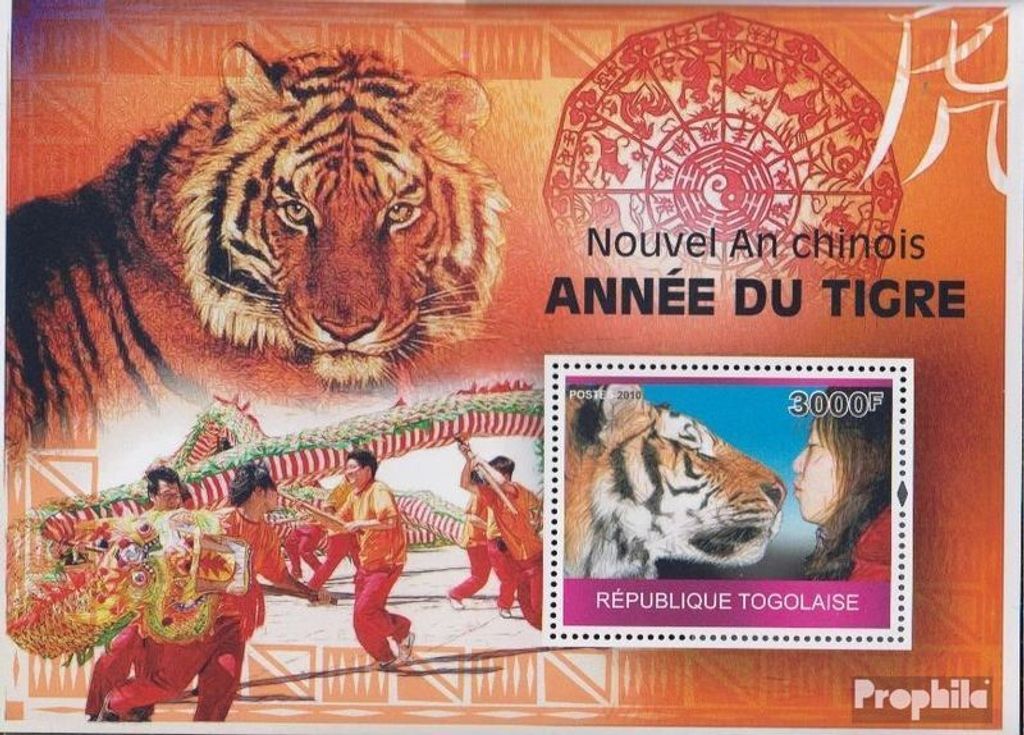 Briefmarken Togo 2010 Mi Block528 (kompl.Ausg.) postfrisch Jahr des Tigers