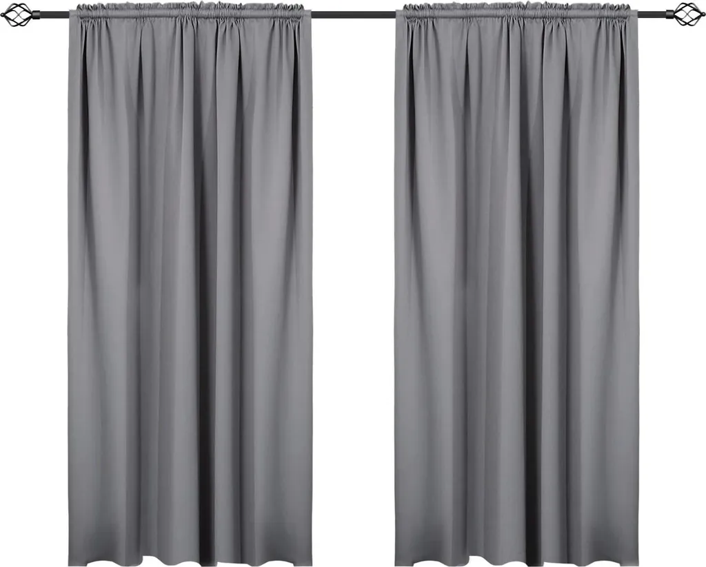 Rideaux occultants gris foncé 80x140 cm avec pinces contre la lumière du jour