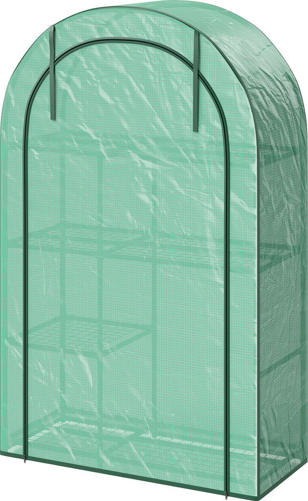 Mini-Gewächshaus, 4-stufiges Gewächshaus mit Kunststoff-Plane, tragbar, Rolltür, 100 x 45 x 160 cm, Grün