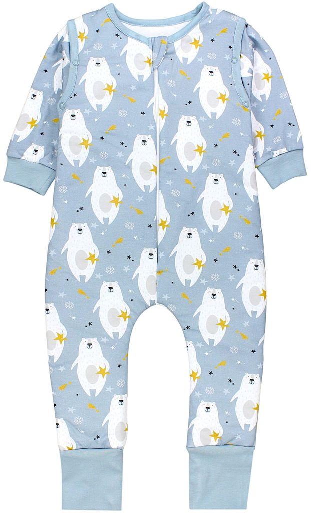 TupTam Baby Schlafsack Baumwolle 2.5 TOG mit Füßen & abnehmbaren Ärmeln, Herbst Winter, warm & atmungsaktiv, Farbe: Eisbär mit Stern, Größe: ...