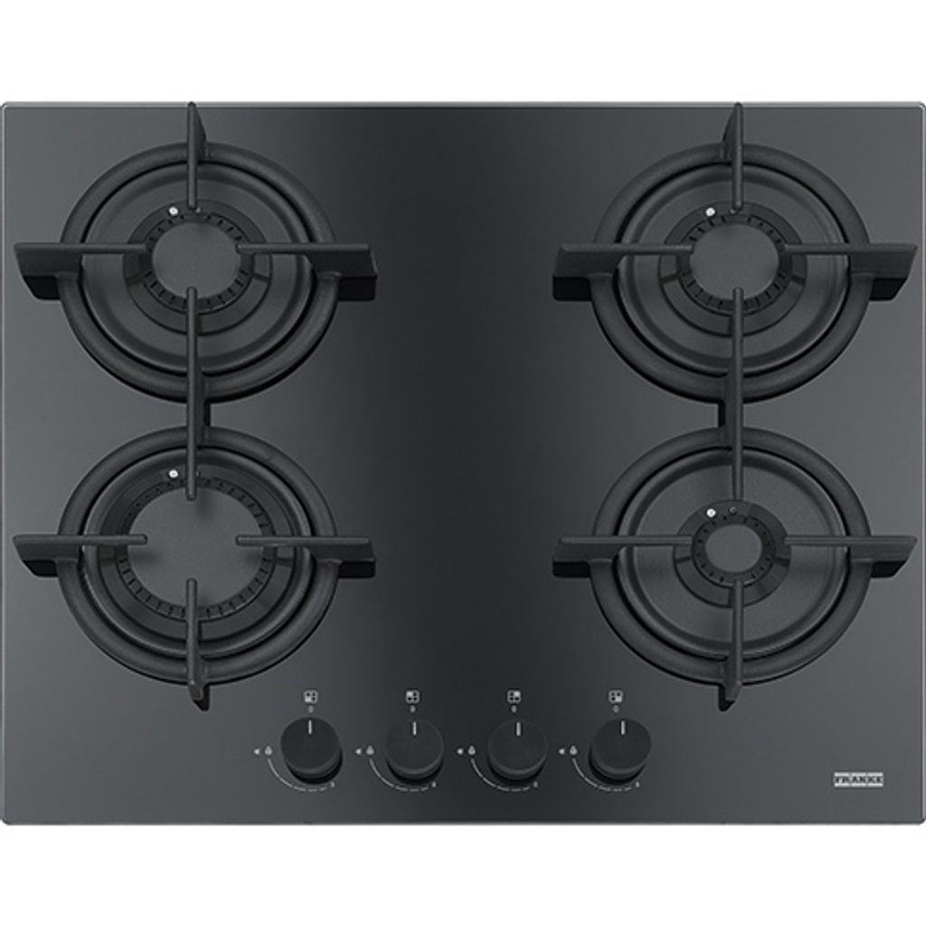 Franke Crystal FHCR 604 4G HE BK C, Schwarz, Integriert, 60 cm, Gaskochfeld, Glas, 4 Zone(n)