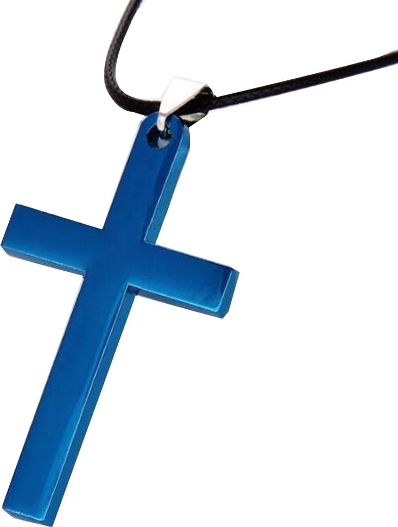 Mode Männer Einfache Kreuz Anhänger Legierung Halskette Kette Schmuck Weihnachten Geschenk-Blau