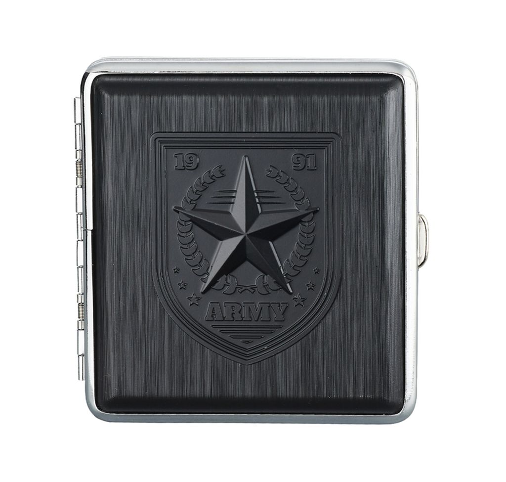ZIGARETTENETUI "ARMY" für 20 Zigaretten aus Metall Zigarettenbox Zigarettendose Etui Case Box Dose Hardcase 93 (Schwarz-Army)