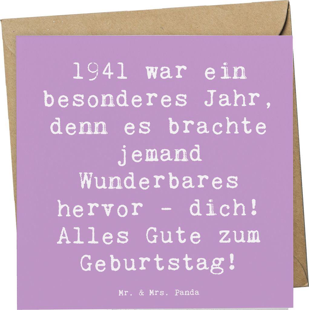 Mr. & Mrs. Panda Glückwunschkarte Spruch 1941 Geburtstag - Lavendeltraum - Geschenk, besondere Geschenke, besonderes Jahr, Happy Birthday, Geburts...