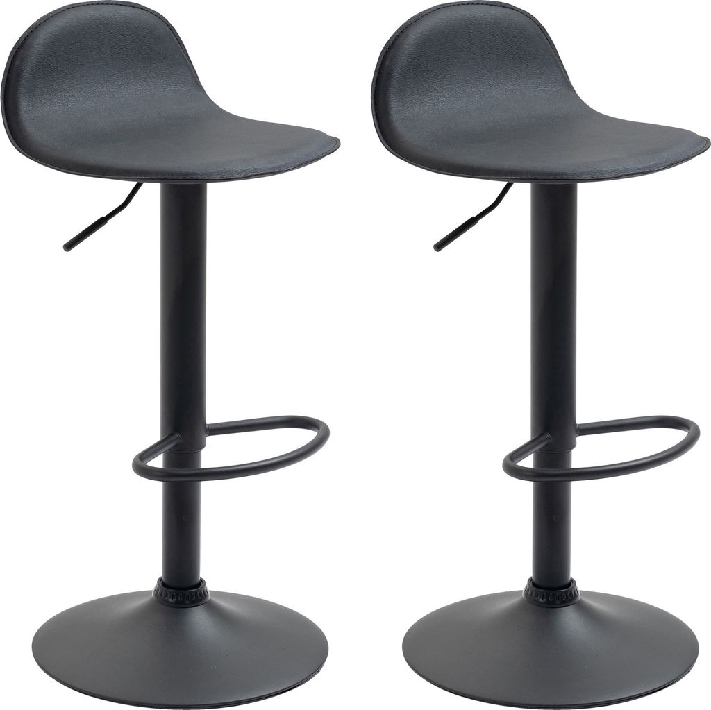 CLP 2er Set Barhocker Lana V2 Kunstleder drehbar und stufenlos verstellbar Farbe:schwarz;Gestell Farbe:schwarz