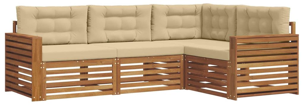 vidaXL Outdoor-Sofagarnitur mit Kissen 4 pcs Natur und Beige
