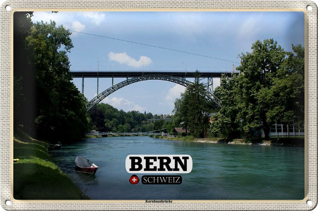 Blechschild Reise Bern Schweiz Kornhausbrücke Brücke 40x30cm