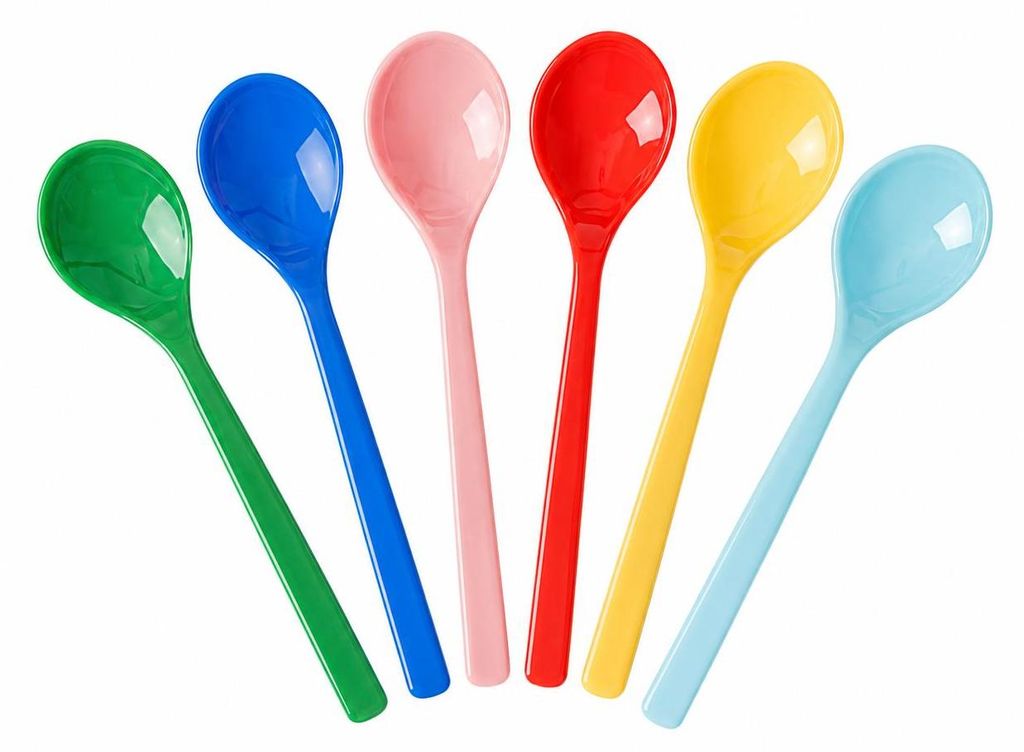 Teelöffel 6er Set bunt – farbige Löffel für Tee, Kaffee, Dessert und Joghurt