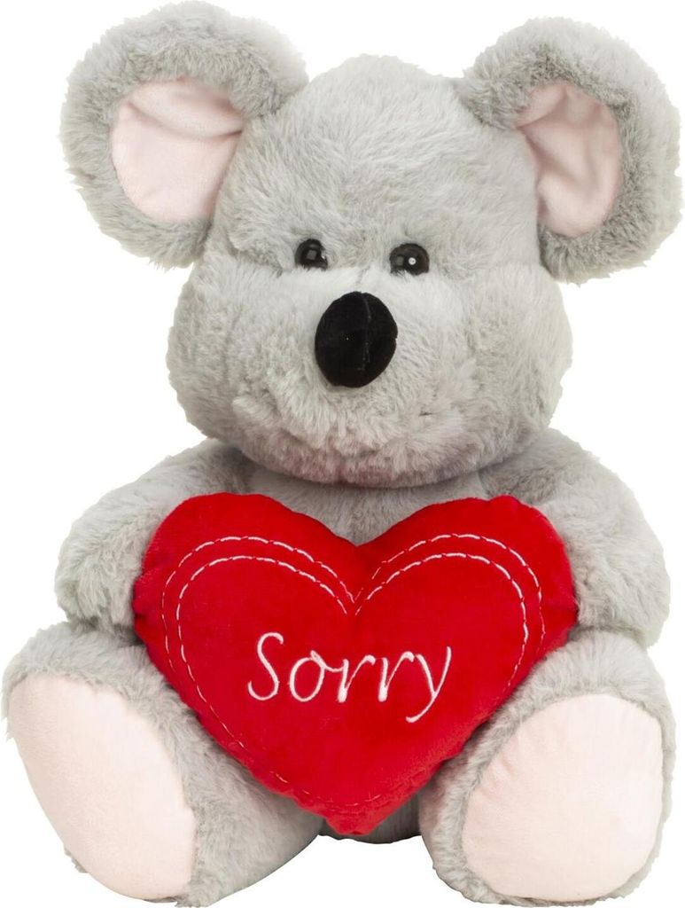 Maus 30 cm mit Herz "Sorry" Stickerei Kuscheltier Plüschtier Entschuldigung