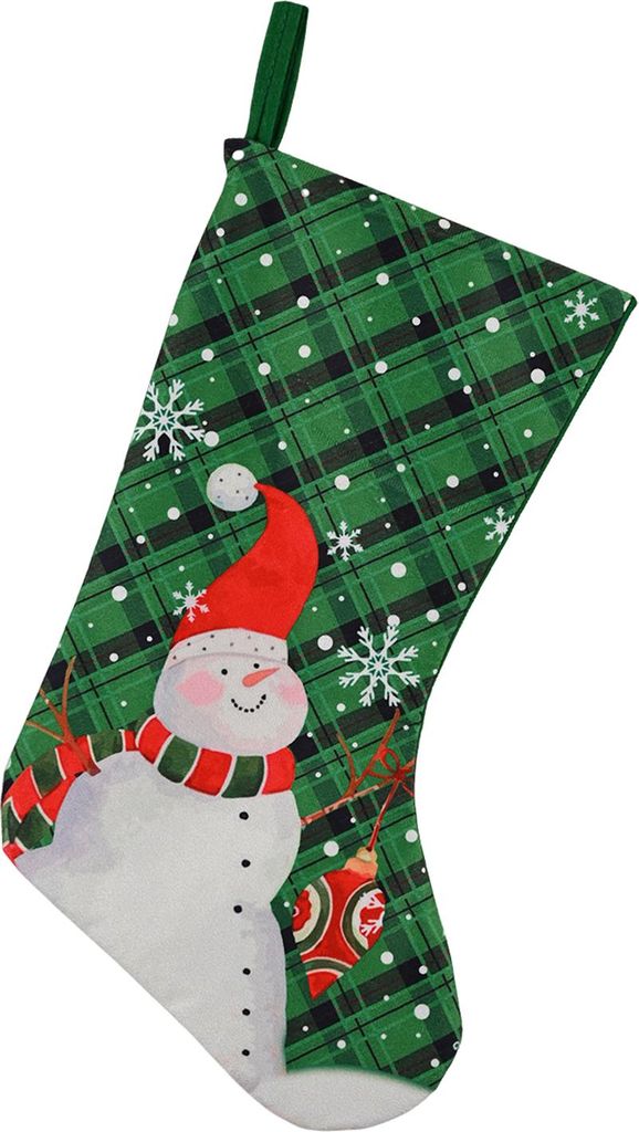 Weihnachtsstrumpf, 45,7 cm, große Socken zum Aufhängen am Kamin mit Weihnachtsmann-Schneemann-Muster, Weihnachtssüßigkeitentüten für die Weih...