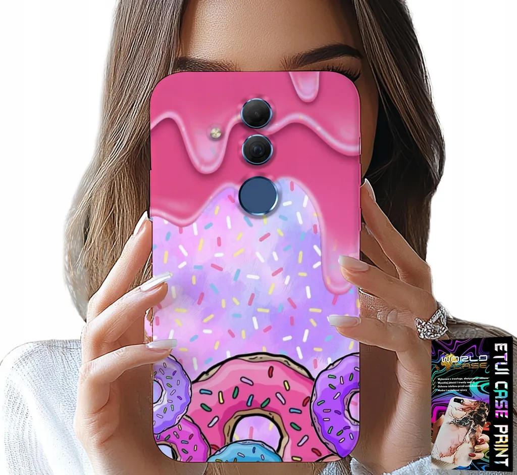 Custodia Per Huawei Mate 20 Lite - Ciambelle Dolci Con Glassa Sullo Sfondo + Vetro