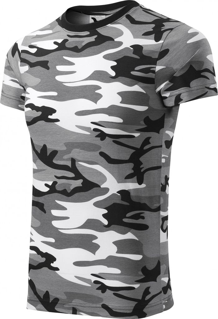 Herren-T-Shirt mit Tarnmuster, 100% Baumwolle, ohne Aufdruck, einfarbig, 160g/m2, Farbe Tarngrau, Größe S