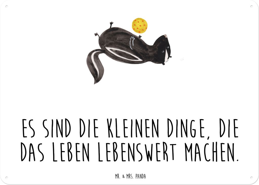 Mr. & Mrs. Panda tafel Stinktier Ball DIN A3 - Weiß - Geschenk, Skunk, Türschild, Raubtier, Magnetschild, Blechschild, Stinker, Wandbild, Schild,...