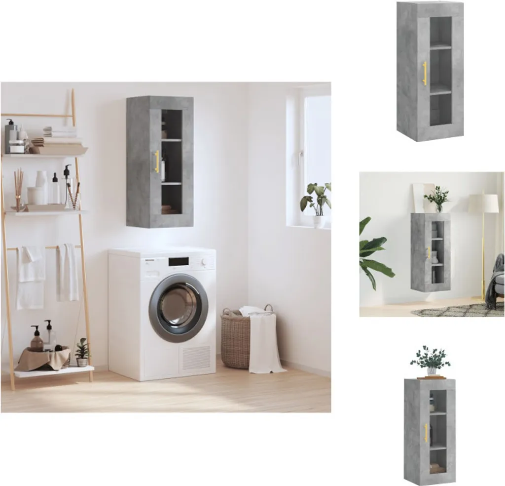 VidaXL Armadio Pensile Grigio Cemento 34,5x34x90 cm | Salvaspazio