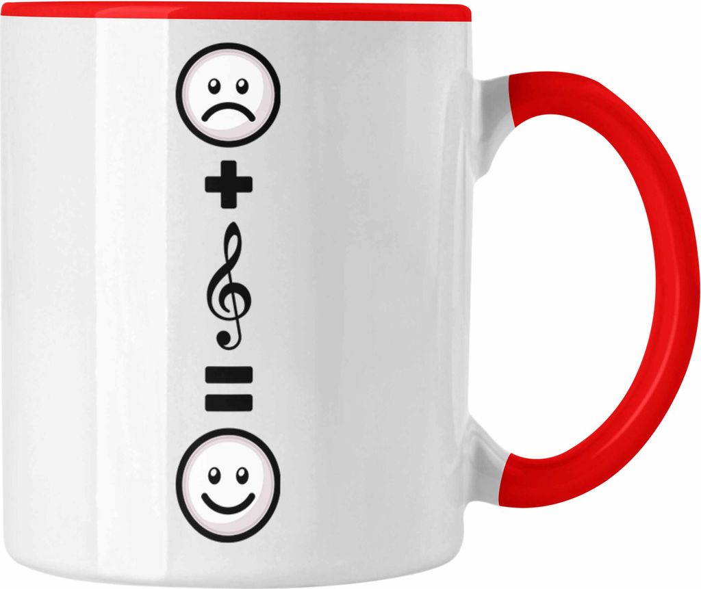 Trendation - Musiker Tasse Geschenk für Musiker Musikliebhaber Geburtstag Lustige Geschenkidee :( + Musiknote = :) (Rot)
