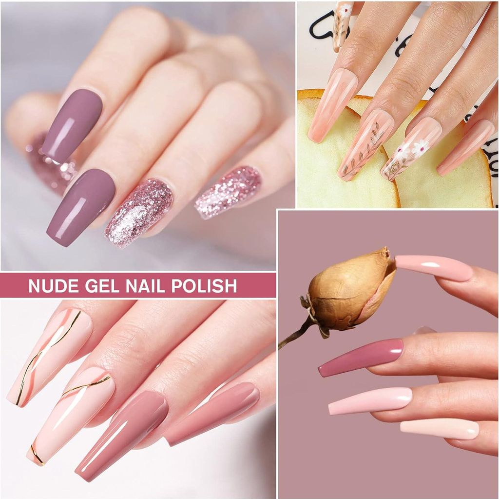 Gellak - 10 Farben Gel-Nagellack Glitter Rosa Nude Weiß Rot Braun - Soak-Off UV Gel Nagellack Maniküre für Anfänger DIY Salon Nagelkunst Gesche...