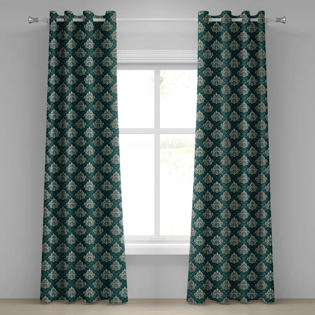 Rideau de salon style français damas bleu sarcelle pour ambiance cosy 225cm