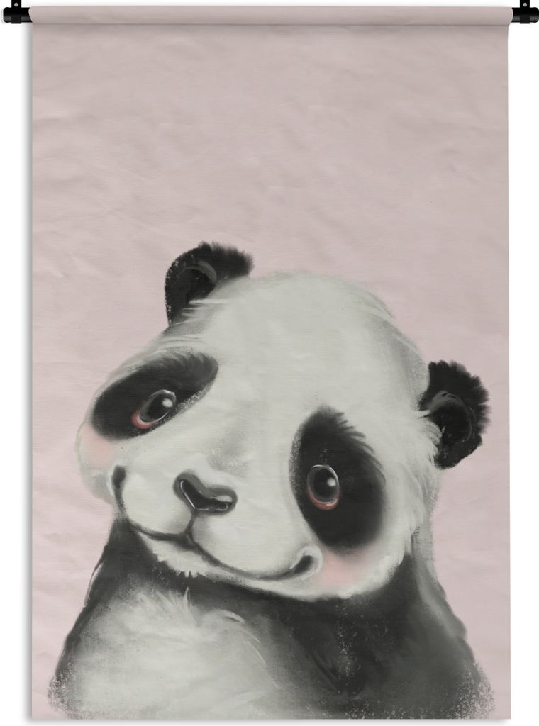 MuchoWow Wandteppich Wandbehang Panda - Kinder - Rosa 120x180 cm Tapisserie Dekoration Wandtuch - Schlafzimmer - Dekorationen für das Haus