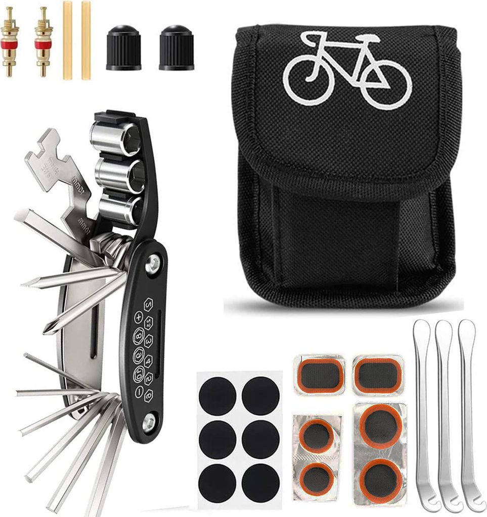 MMOBIEL Fahrrad-Reparatur-Werkzeug-Set - Inkl 16 in 1 Multifunktions-Fahrrad-Werkzeug