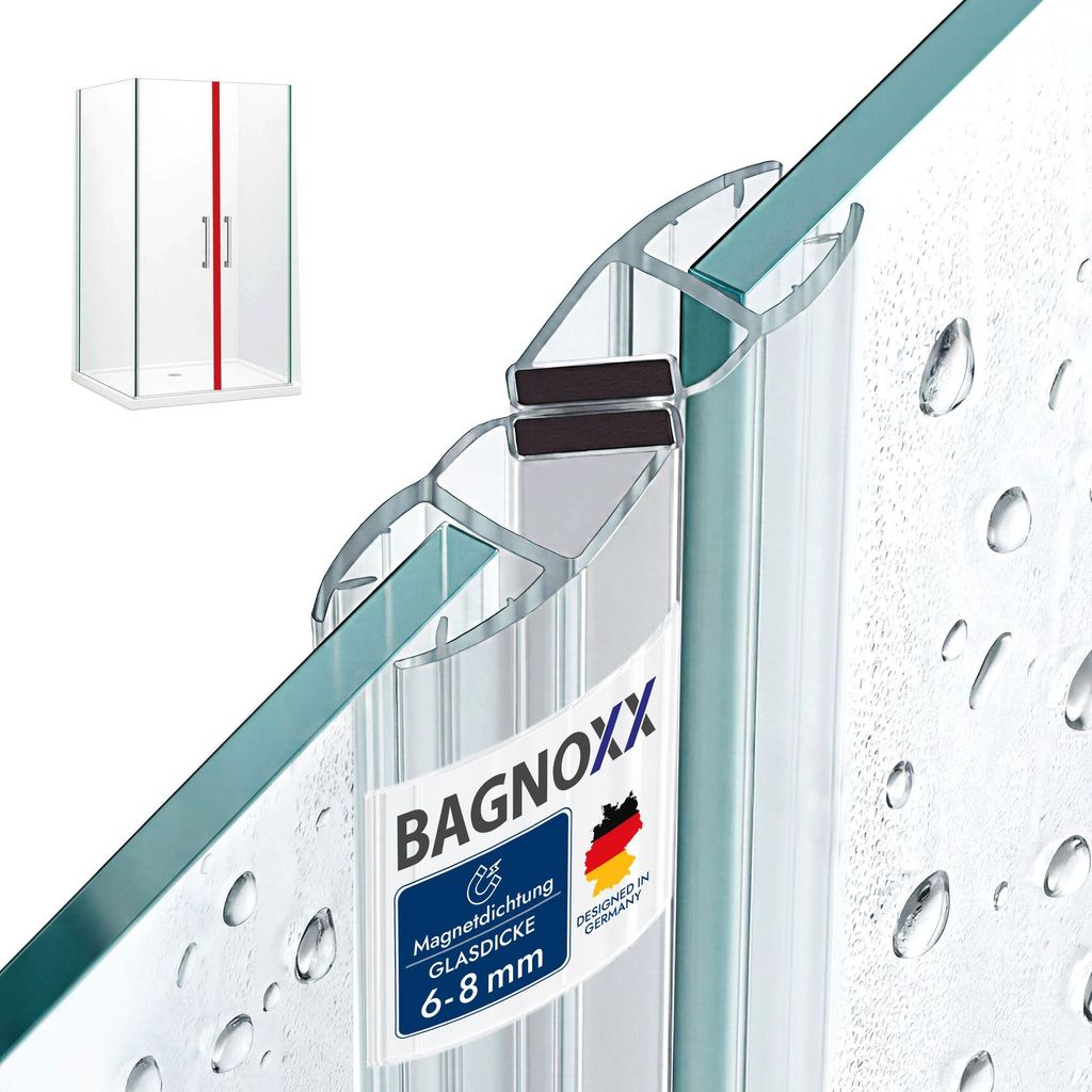 Bagnoxx 2x 2m Duschdichtung versetzt, Magnet Dichtung für Produktbild 