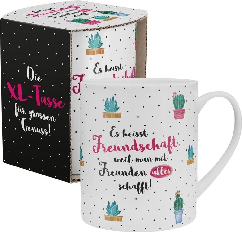 Die Geschenkewelt XL-Tasse 46215 "Es heisst Freundschaft, weil man mit Freunden alles schafft!"