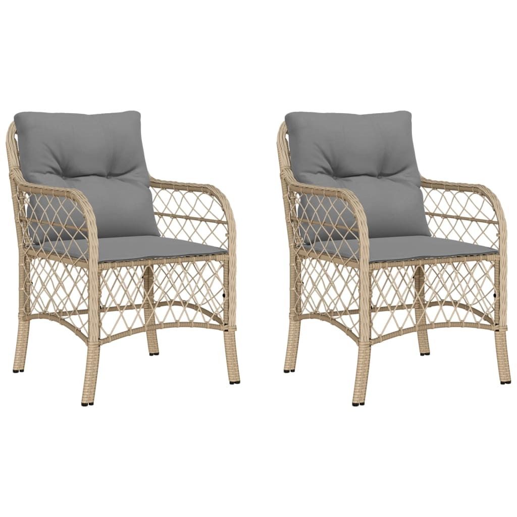 "SALE 2026"Stuhl Terrasse - Gartenstühle mit Kissen 2er set - Balkonmöbel - Campingstuhl elegantes Design - Beigemischung Poly Rattan - 58,5x67x8...