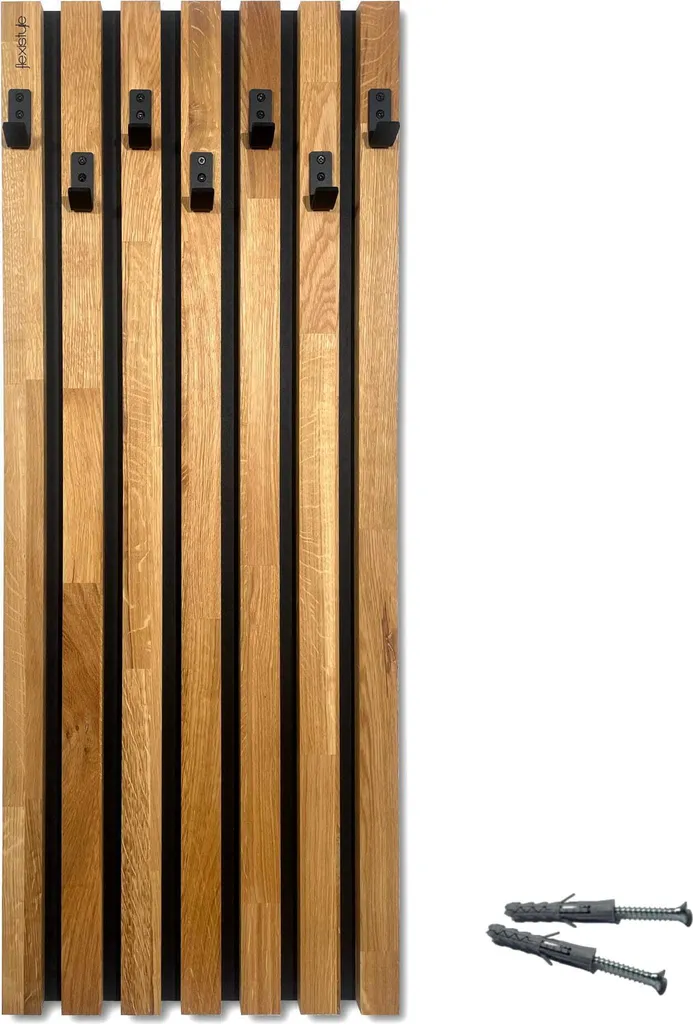Portemanteau mural design en chêne lamellé noir FLEXISTYLE hauteur 98cm