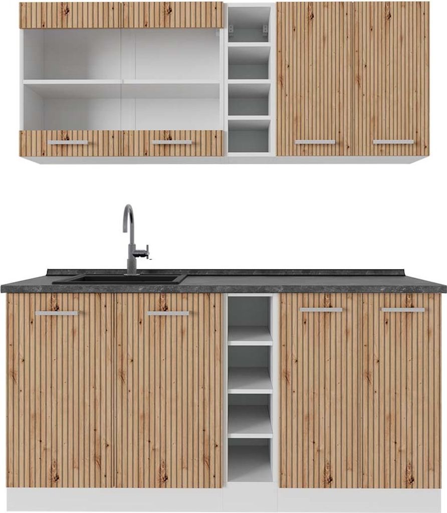 Singleküche Vicco R-Line Artisan Eiche/Weiß 160 cm , AP Anthrazit, Model 48994