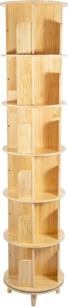 Bibliothèque 6 niveaux grande capacité - Meuble de rangement pivotant bois