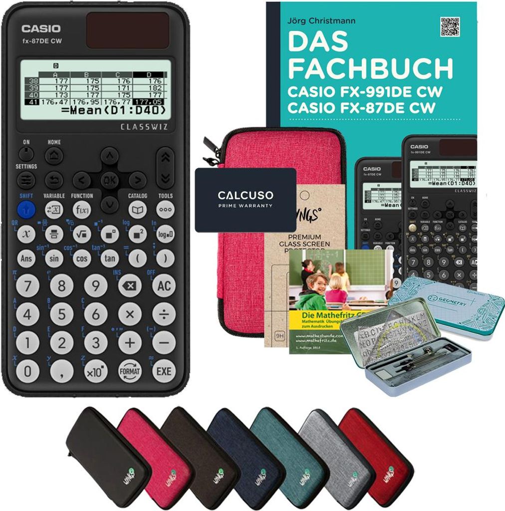 CALCUSO Streberpaket Pink mit Taschenrechner Casio FX-87DE CW