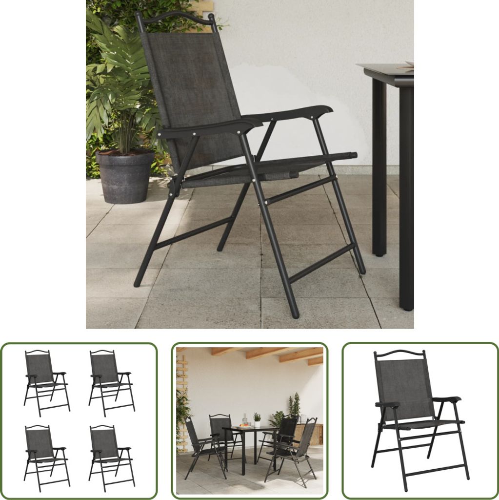 The Living Store Klappbare Gartenstühle 4 Stk. Graumeliert Stahl und Textilene
