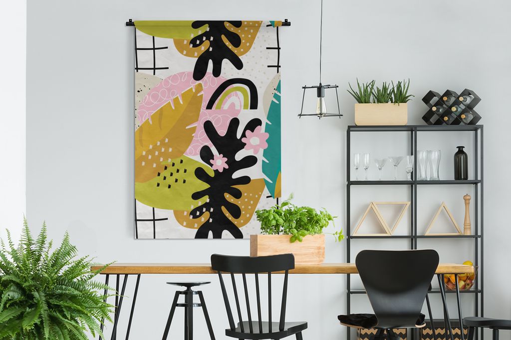 MuchoWow Wandteppich Wandbehang Blatt - Muster - Dschungel 120x180 cm Tapisserie Dekoration Wandtuch - Schlafzimmer - Dekorationen für das Haus