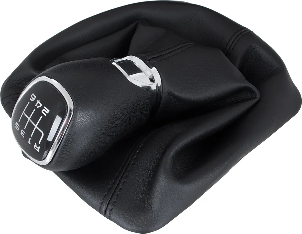 Pommeau de levier de vitesse 6 vitesses noir en cuir pour Skoda