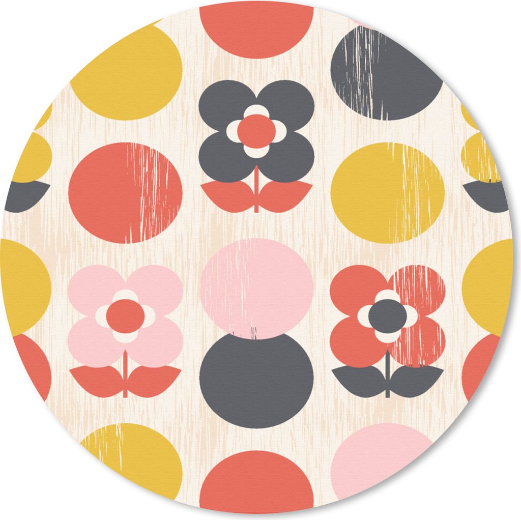 MuchoWow Mauspad Mousepad Retro - Design - Blumen - Pastell 40x40 cm - Mousepads - Maus Mat - Pad - Mausunterlage - Schreibtisch Accessoires