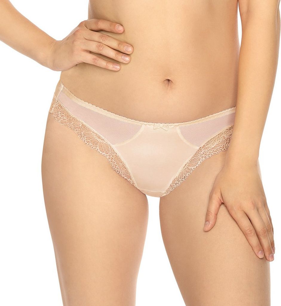 Gaia Dame Slip Unterhose Netz Spitze Schleife Unterwäsche 931P Veronika, Beige, 4XL
