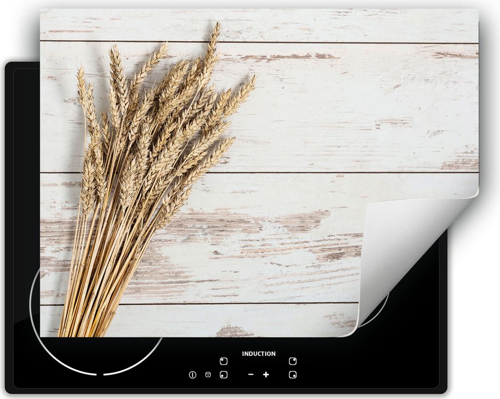DarHaus Herdabdeckplatte 80x52 cm Anti Rutsch Matte Aufrollbar, Müsli - Holz