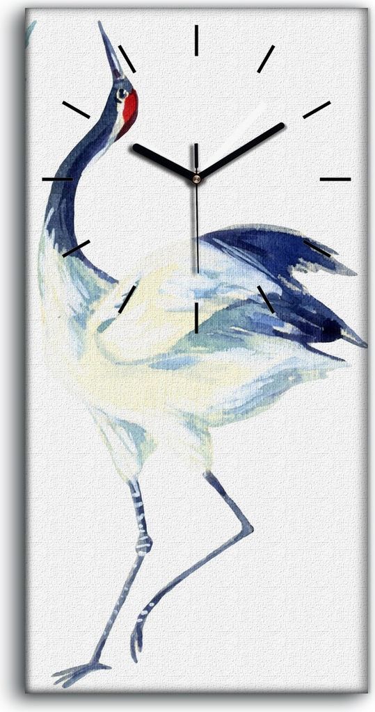 Leinwand Uhr Küche Wohnzimmer Bild 30x60 Malerei Abstrakte Tiere Vögel Kunst - schwarze Hände