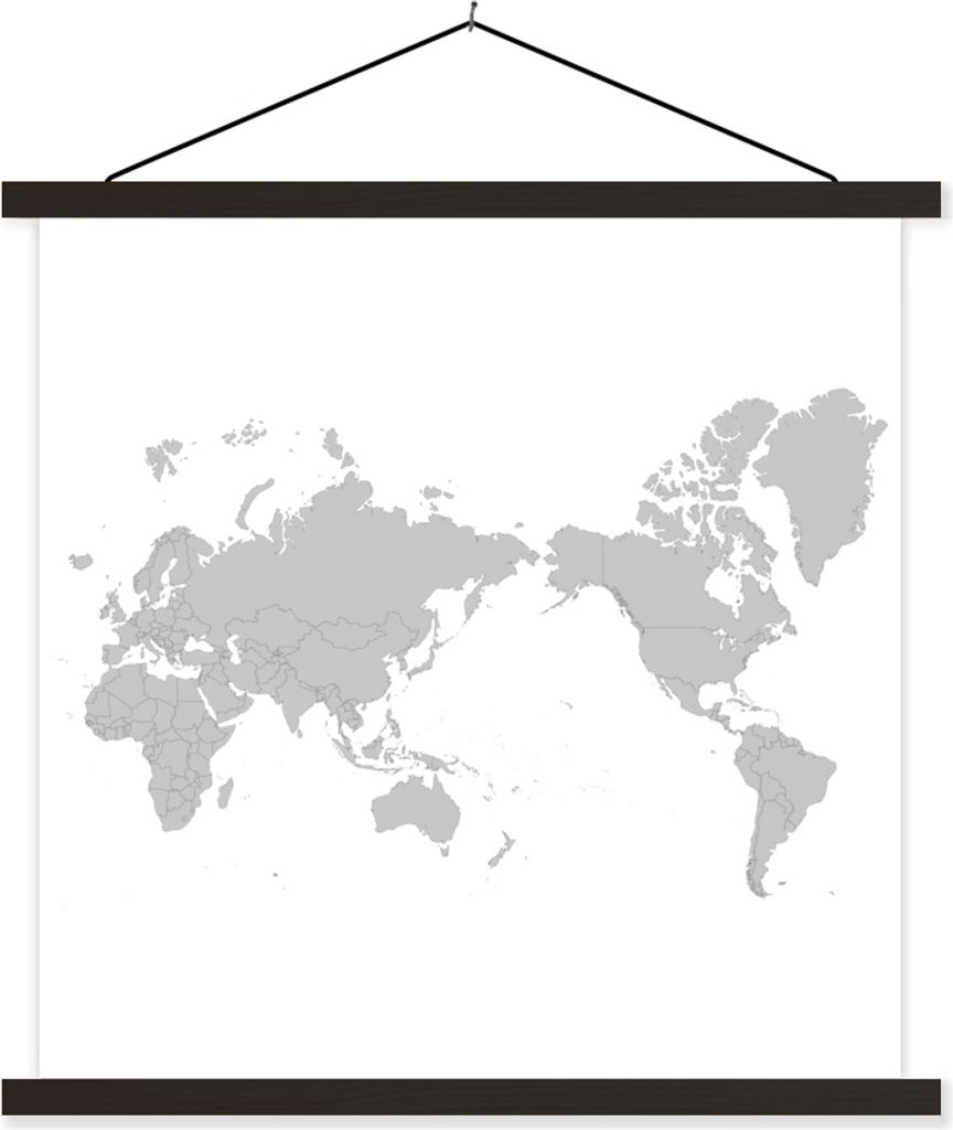 MuchoWow Textilposter Weltkarte mit Asien in der Mitte 40x40 cm mit schwarzem Rahmen - Fotos