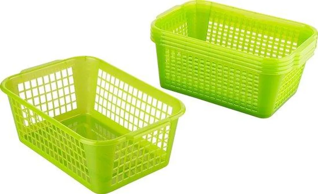 Panier de courses 4L vert empilable - Lot de bacs de marché