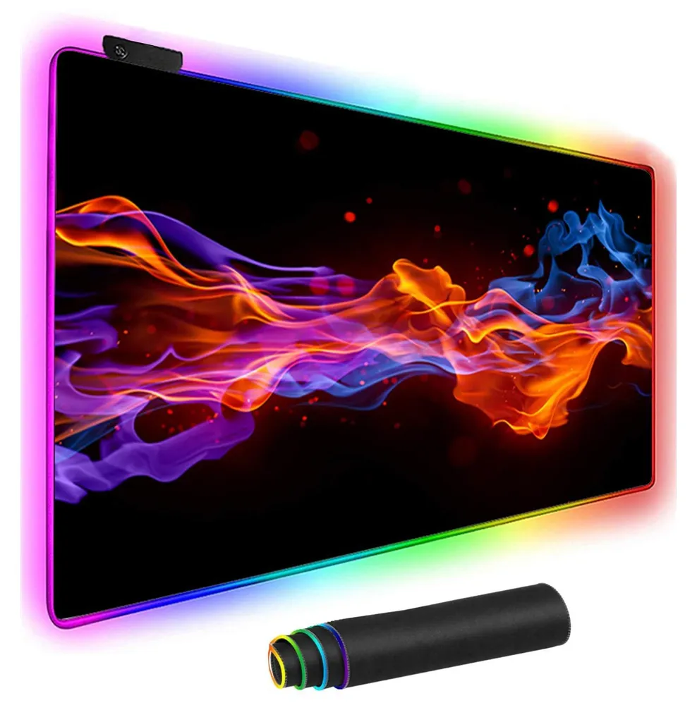 Grand tapis de souris LED format XXL 80x30 cm idéal pour setup PC Gamer