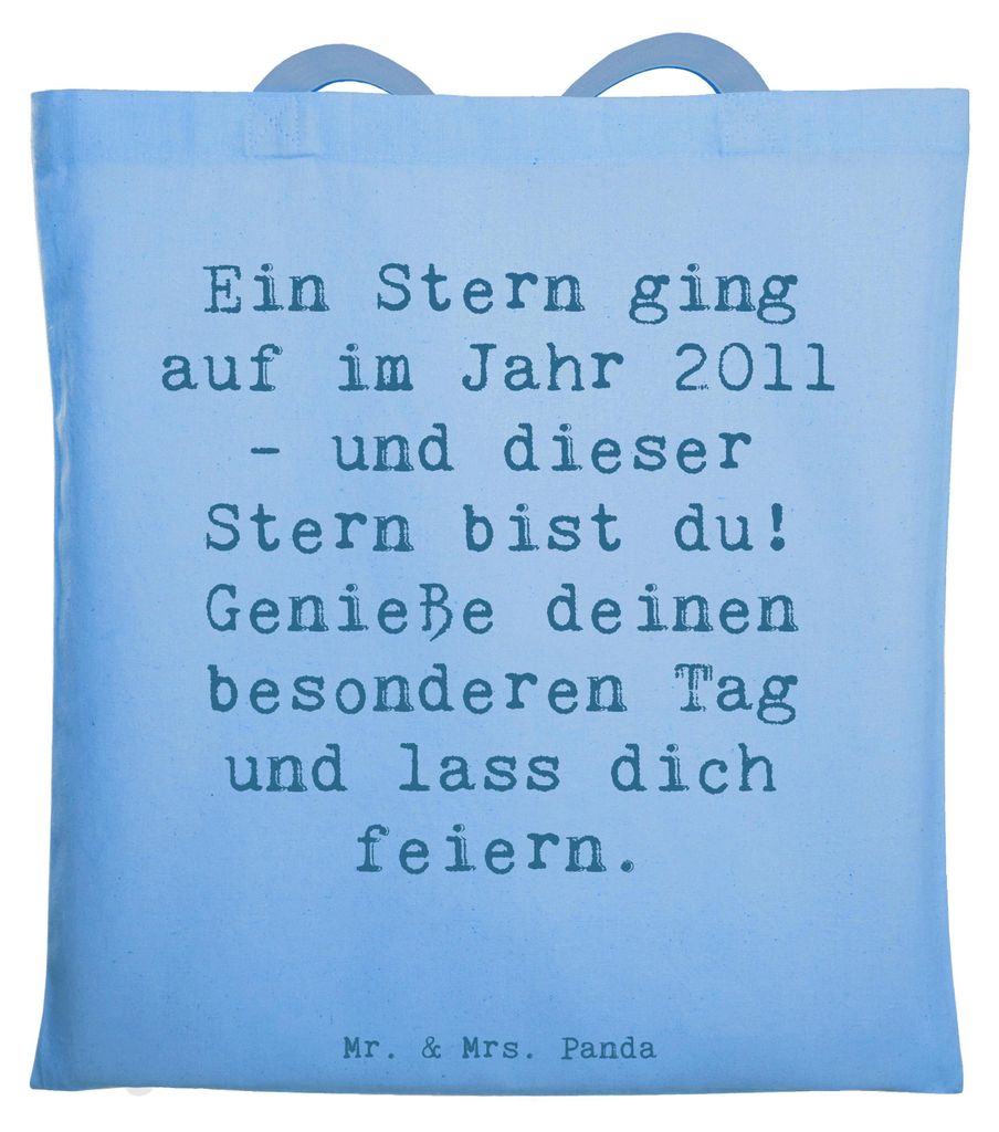 Mr. & Mrs. Panda Stoffbeutel Spruch 2011 Geburtstag Stern - Sky Blue - Geschenk, besonderer Tag, Shopping Tasche, Geburtsjahr Feier, Einkaufstasche...