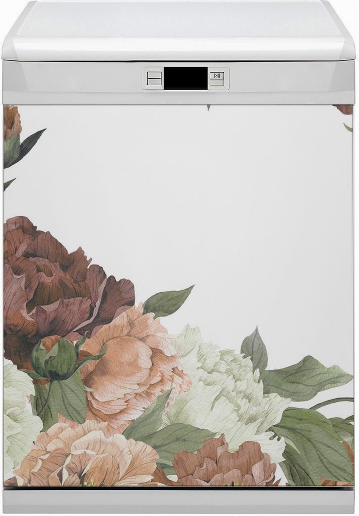 Geschirrspüle Magnet für Spülmaschine Magnetmatte Küche Magnete Dekorative 60x70 cm - Vintage Peonies
