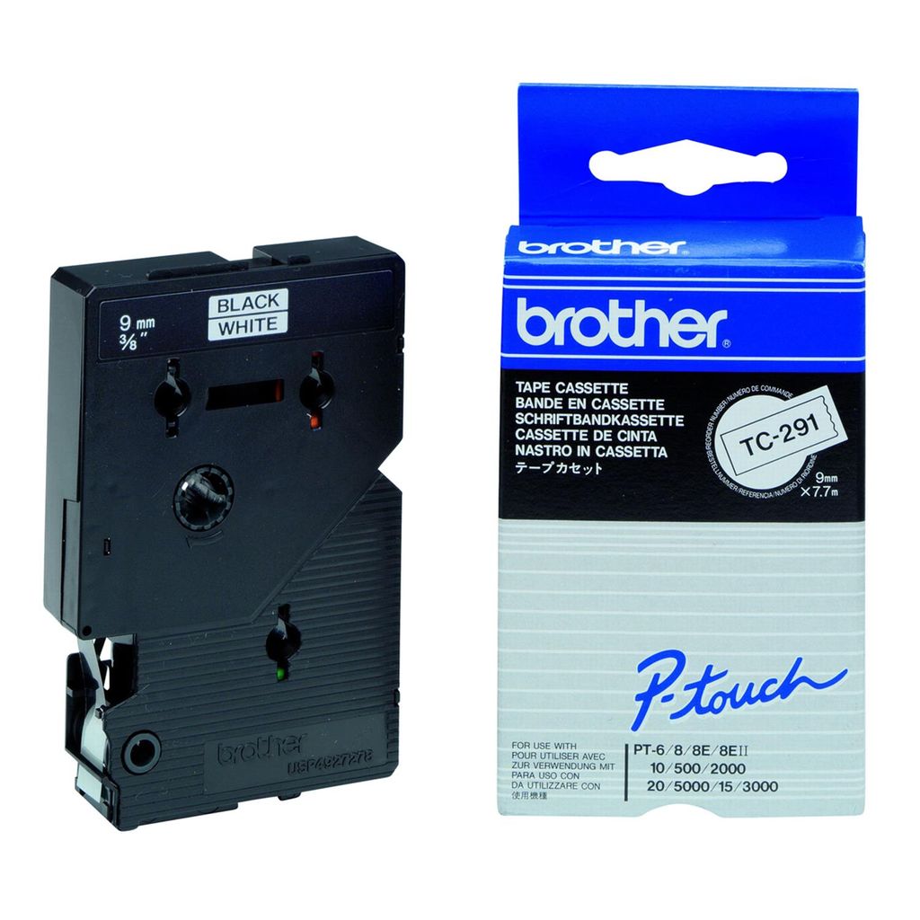 Brother čierna, biela - rolka (0,9 cm) 1 kazeta(y) Obrázok produktu 