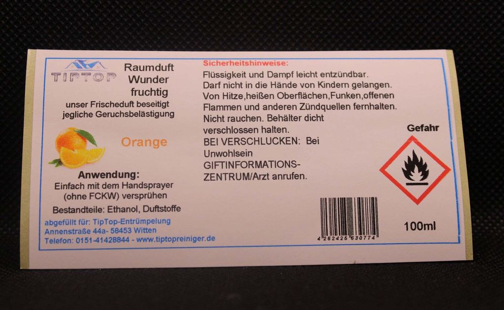 Raumduft - Wunder - 100ml - fruchtig - mehrere Duftnoten zur Auswahl – Orange