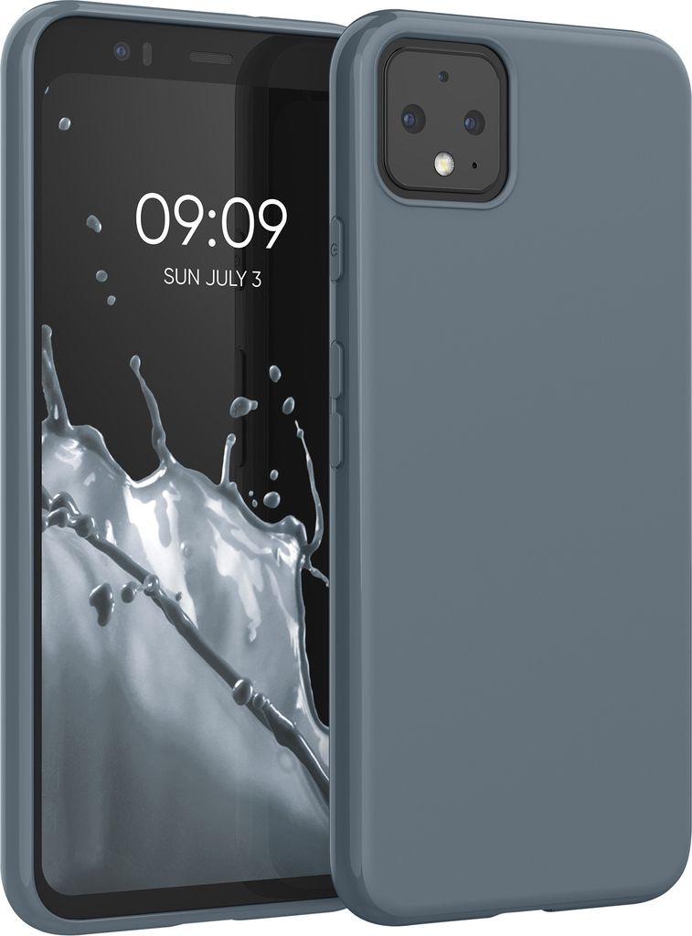 kwmobile Hülle kompatibel mit Google Pixel 4 Hülle - weiches TPU Silikon Case - Cover geeignet für kabelloses Laden - Dunkler Schiefer