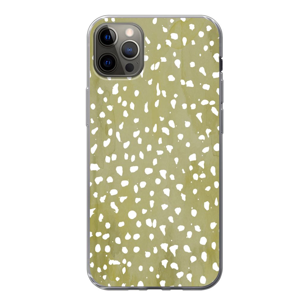 MuchoWow Handyhülle Schutzhülle Hülle für iPhone 13 Pro Max Polka dots - Weiß - Grün Silikon Softcase Handy Hülle - Mobiltelefon