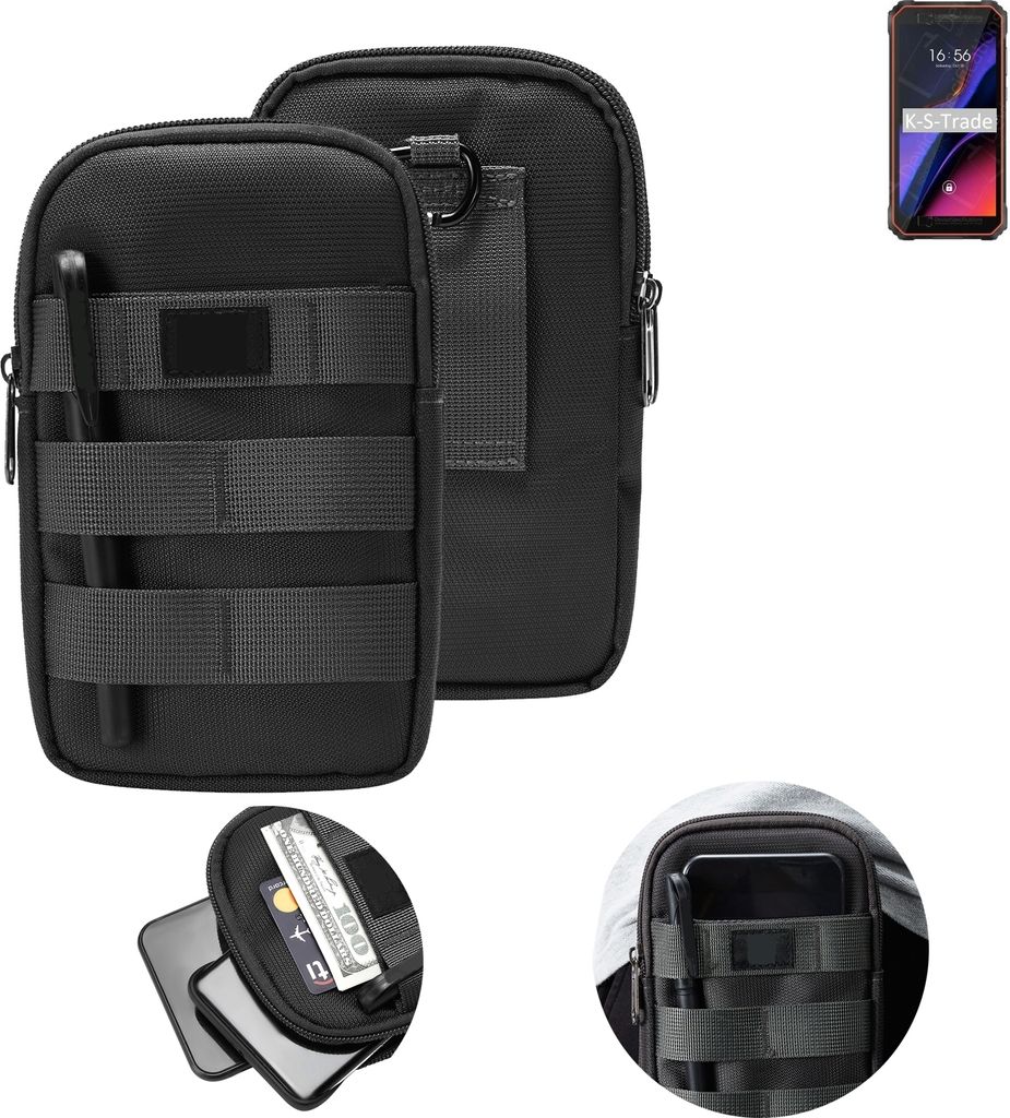 K-S-Trade Holster Gürtel Tasche kompatibel mit Blackview Oscal S60 Handy Tasche Schutz Hülle dunkel-grau viele Fächer, 1x