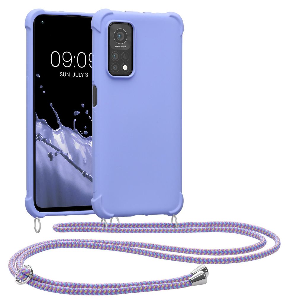 kwmobile Necklace Case kompatibel mit Xiaomi Mi 10T / Mi 10T Pro Hülle - Cover mit Kordel zum Umhängen - Silikon Schutzhülle Lavendel
