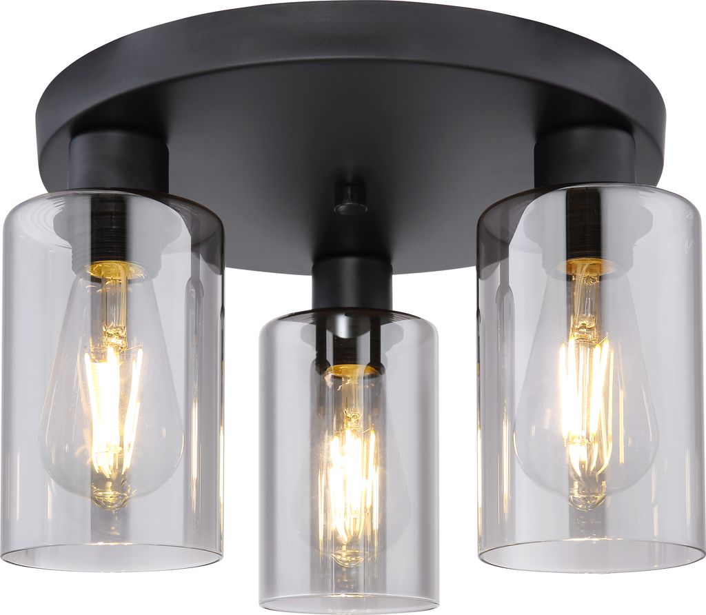 Globo Lighting|Deckenleuchte Metall schwarz matt, 3x E27